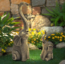 Garden Statues Elephant Decor with LED Solar Lights - Set of 2 Good Luck Christmas Elephant