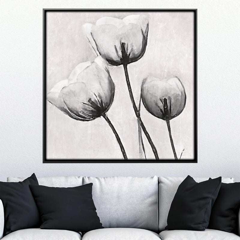 Garden Trio of White Canvas