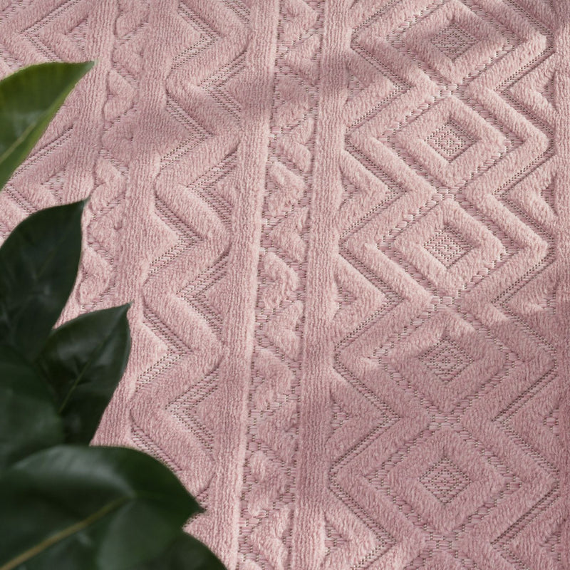 Indoor Outdoor Rug Livorno Boho High-Low Pattern In Pink