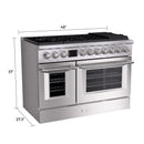 48" Freestanding Gas Range with 8 Sealed Burners Cooktop, Rapid Convection Oven, Natural Gas/LP Convertible - AK-G48N05A-BS