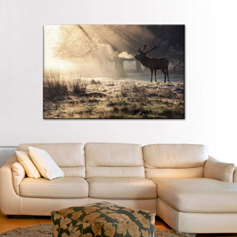 Wild Deer In Snow Wall Art