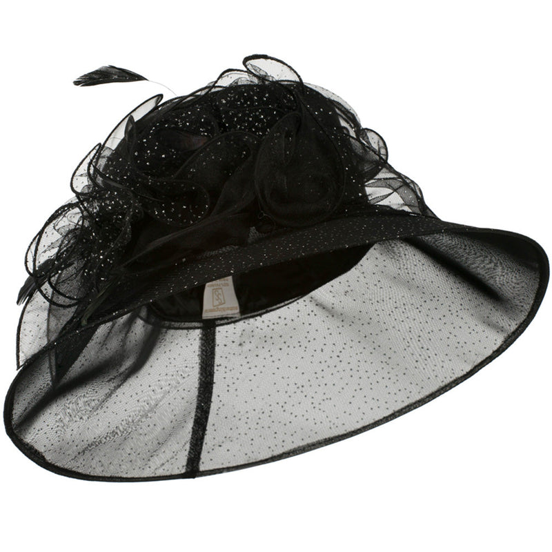 Glitter Bow Accent Organza Hat