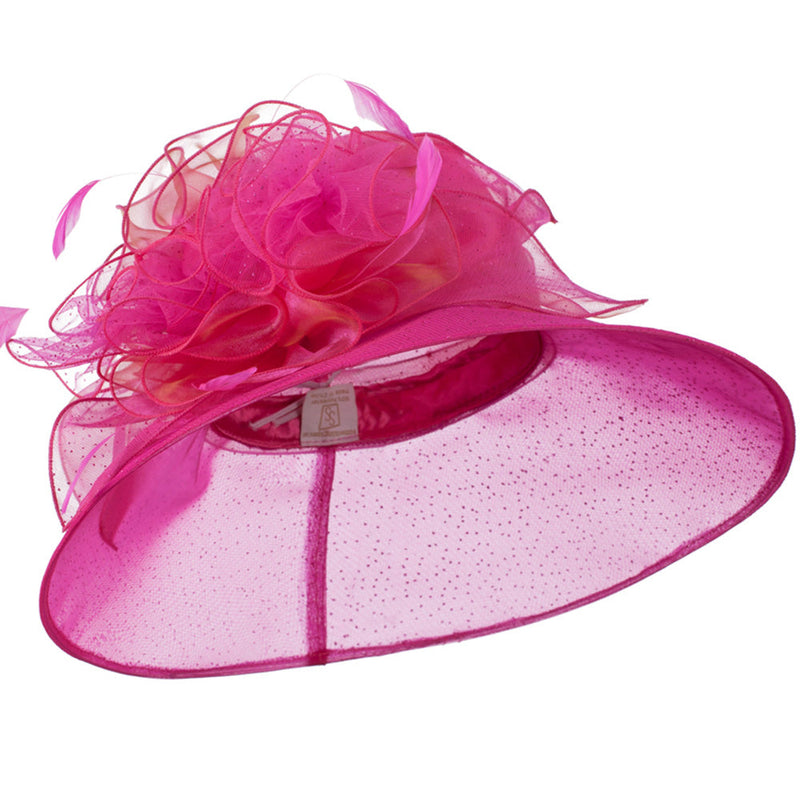 Glitter Bow Accent Organza Hat