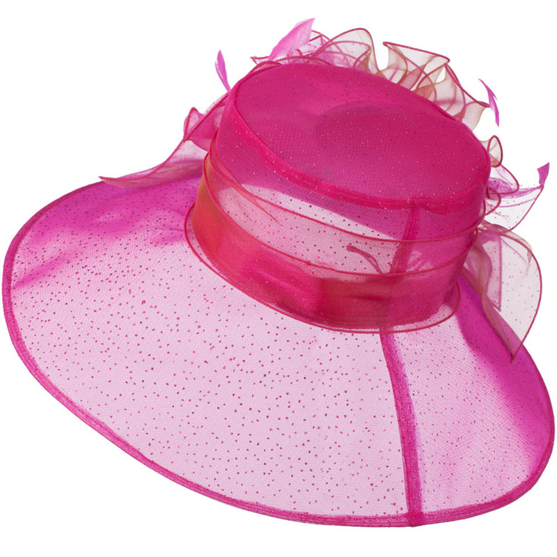 Glitter Bow Accent Organza Hat
