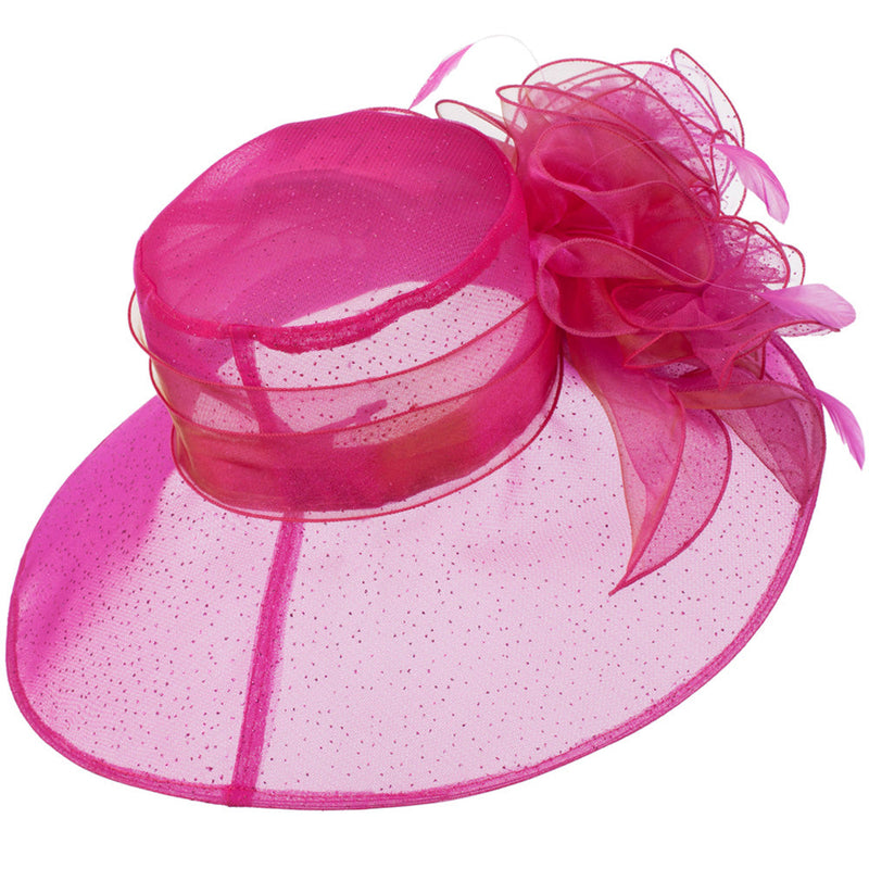 Glitter Bow Accent Organza Hat