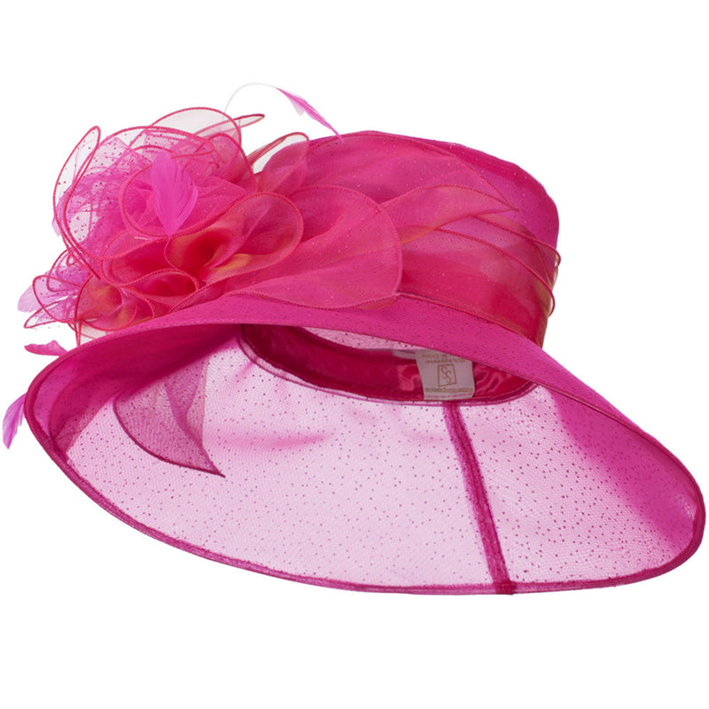 Glitter Bow Accent Organza Hat