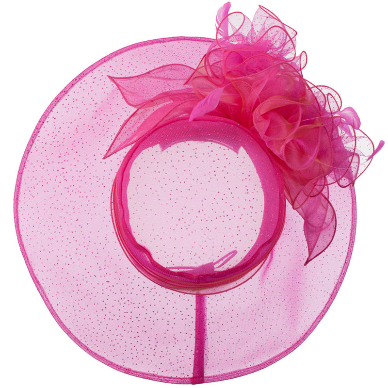 Glitter Bow Accent Organza Hat