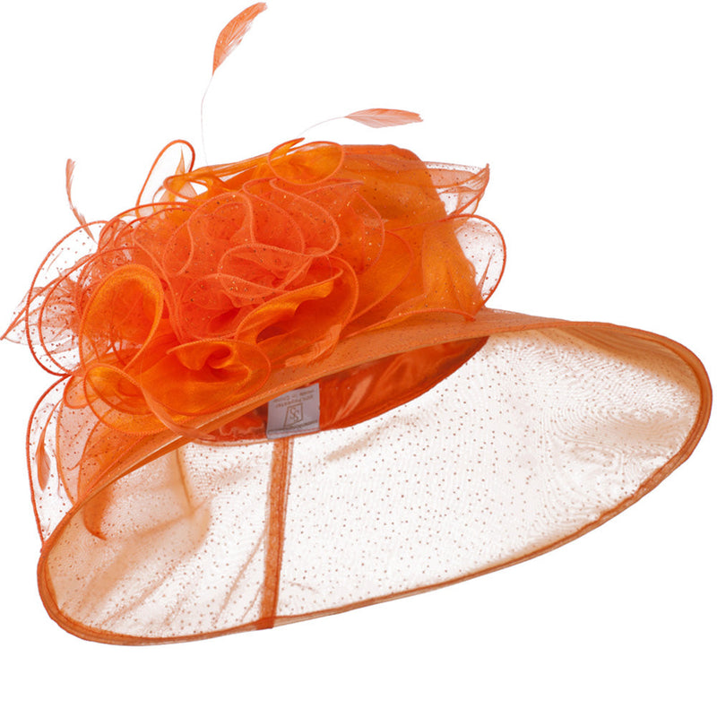 Glitter Bow Accent Organza Hat
