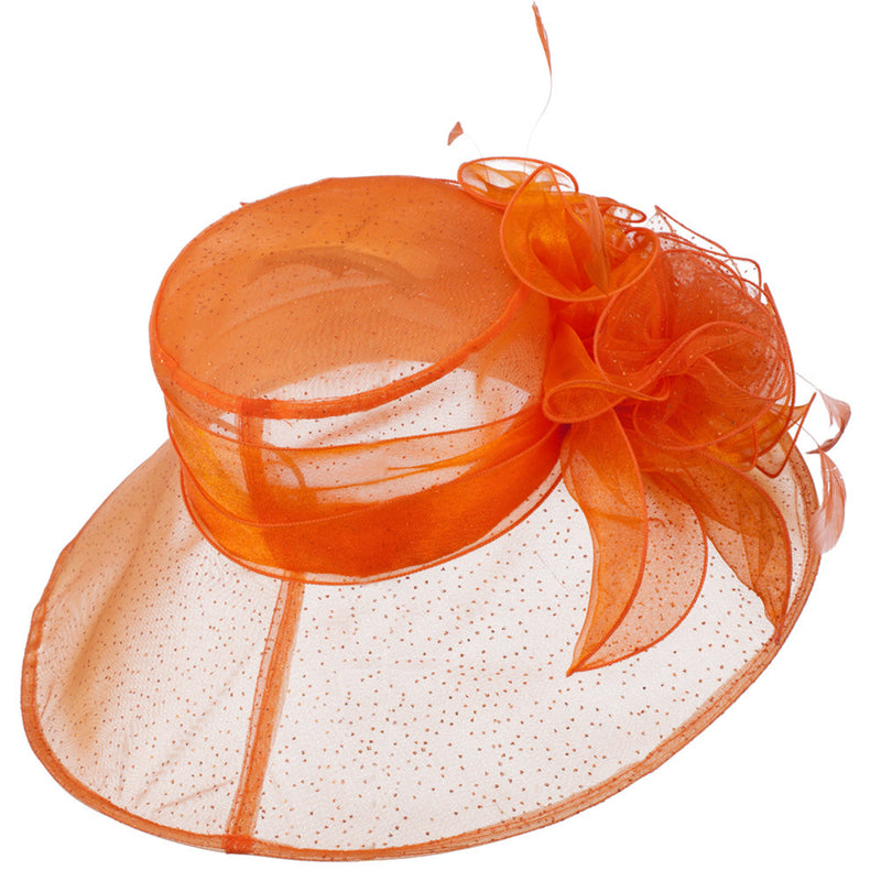 Glitter Bow Accent Organza Hat