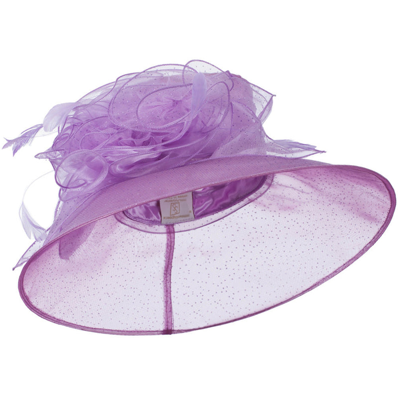 Glitter Bow Accent Organza Hat
