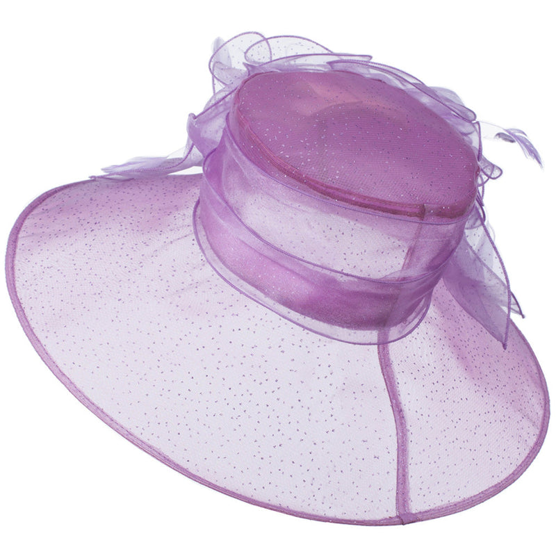 Glitter Bow Accent Organza Hat