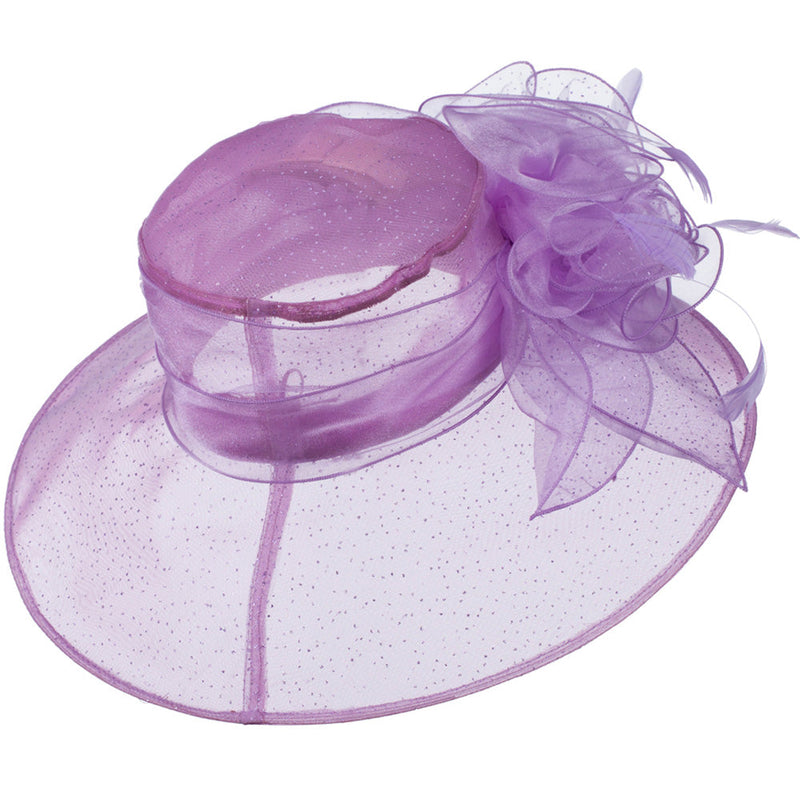Glitter Bow Accent Organza Hat