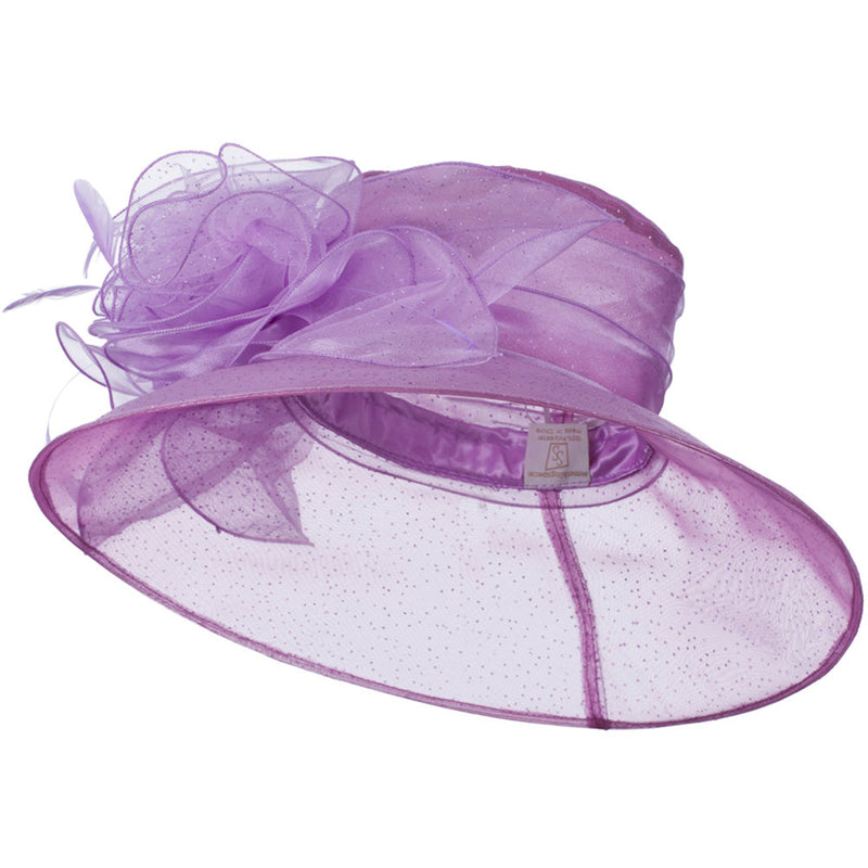 Glitter Bow Accent Organza Hat