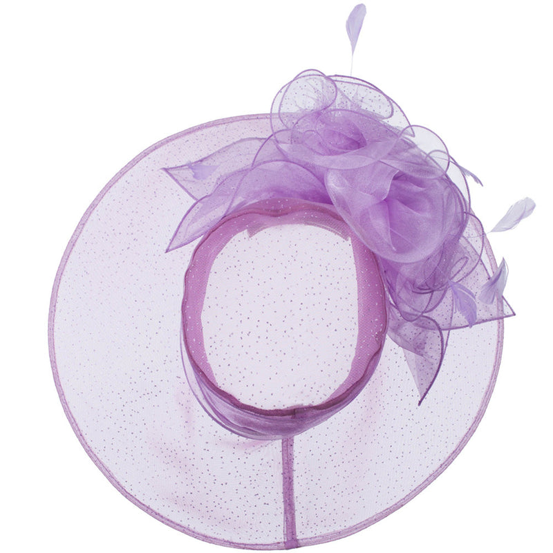 Glitter Bow Accent Organza Hat