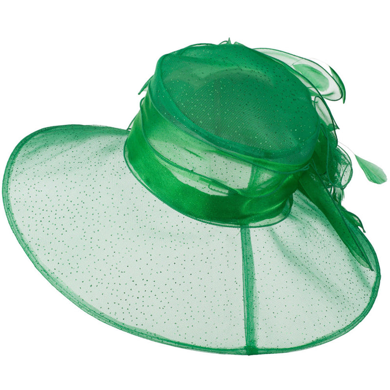 Glitter Bow Accent Organza Hat