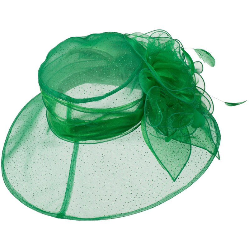 Glitter Bow Accent Organza Hat