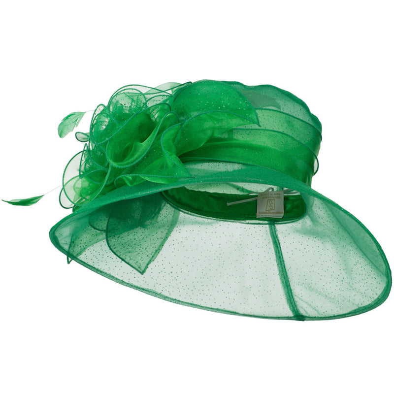 Glitter Bow Accent Organza Hat