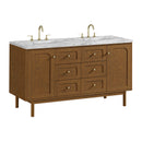 James Martin Laurent 60" Dual Mount Double Bathroom Vanity, Honey Oak