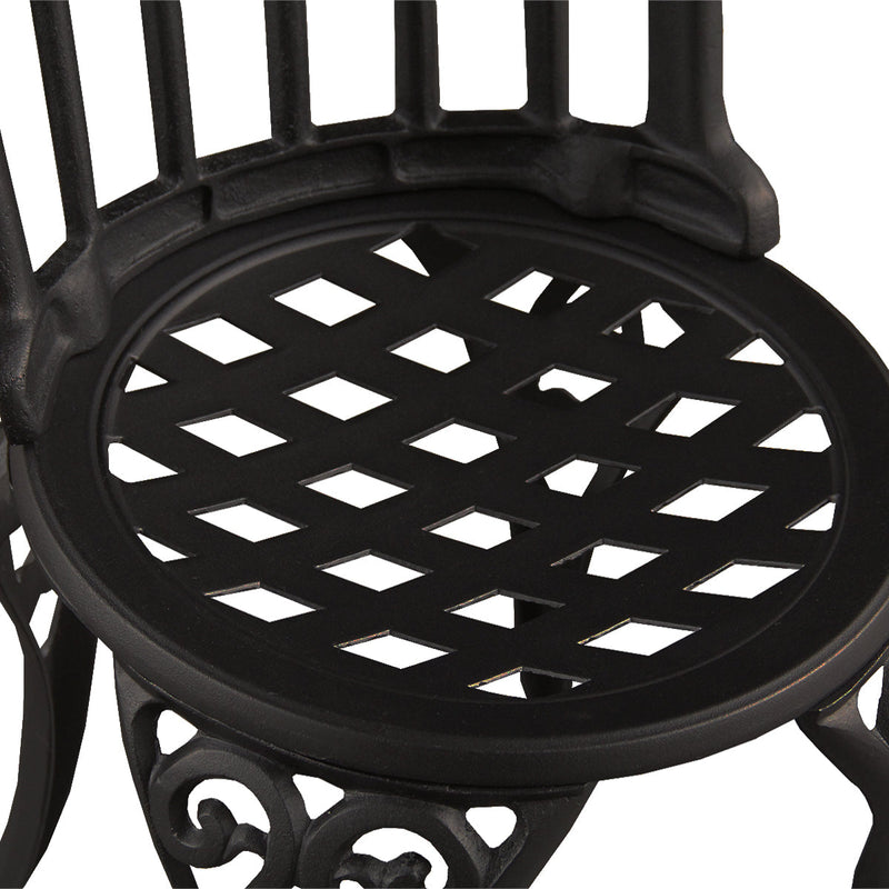 Black Ornate Outdoor Patio Garden Aluminum 3 Piece Bistro Set