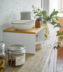 Stackable Countertop Shelf - Two Sizes - Steel + Wood by Yamazaki Home