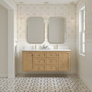 James Martin Laurent 60" Dual Mount Double Bathroom Vanity, Light Natural Oak