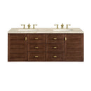 James Martin Amberly 60" Dual Mount Double Bathroom Vanity, Mid-Century Walnut