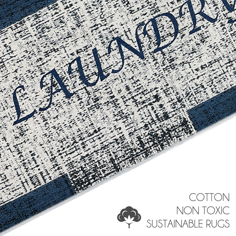 SussexHome Non Skid Washable Laundry Room Rug Runner - 20" x 59" | Navy&White