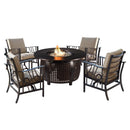 Aluminum 44-in Round Antique Copper Fire Table Set with Rocking Chairs