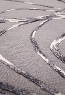 Gem Curved Stripes Gray Hand Tufted 5x5 Wool Area Rug