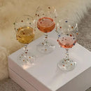 Gem spark coupe goblet gold bead dining room crystal glass set by Decorbites