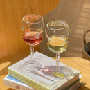 Gem spark coupe goblet gold bead dining room crystal glass set by Decorbites