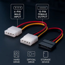 4 Pin to 15Pin Cable Adapter for Internal Drives by LJGDeals