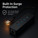 3-Port USB 3.0 Hub for Portable Connectivity by LJGDeals
