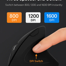 Wireless Vertical Mouse with 6 Buttons and Adjustable DPI by LJGDeals