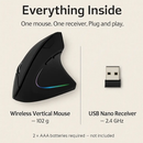 Wireless Vertical Mouse with 6 Buttons and Adjustable DPI by LJGDeals