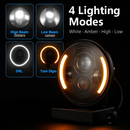 7In Round LED Headlight with Halo DRL and Turn