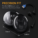 7In Round LED Headlight with Halo DRL and Turn