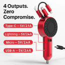 3-in-1 Retractable Car Charger for Multiple Devices by LJGDeals