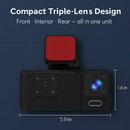 WiFi FHD 1080P Car Dash Cam 3 Channels Front Rear Inside Dash Camera with Loop Recording Reversing Image Night Vision 170° Wide Angle Support 64G MMC by LJGDeals