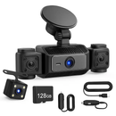 4 Channel Car Dash Cam with 128G MMC Card 1080P Front 720P Left Right 480P Rear G-Sensor Parking Monitor Loop Recording Night Vision 360° Surveillance by LJGDeals