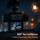 4 Channel Car Dash Cam with 128G MMC Card 1080P Front 720P Left Right 480P Rear G-Sensor Parking Monitor Loop Recording Night Vision 360° Surveillance by LJGDeals