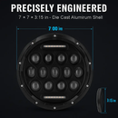 7In Round LED Headlight for Jeep Wrangler TJ JK CJ Plug-Play