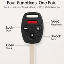 Remote Key Fob Shell with Buttons for Honda Accord by LJGDeals