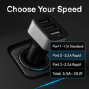 USB Car Charger 30W 5.5A 3 USB Port Cigarette Lighter Charger Adapter For iPhone XS/iPhone XS Max/iPhone 8 Plus/Galaxy S7/Galaxy S6 by LJGDeals