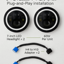 Round LED Headlights with Halo Angel Eyes for Jeep Wrangler by LJGDeals
