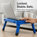 Foldable Laptop Table Bed Notebook Desk w/Cooling Fan Mouse Board LED light 4 x USB Ports Breakfast Snacking Tray with Storage Groove For Home Office by LJGDeals