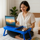 Foldable Laptop Table Bed Notebook Desk w/Cooling Fan Mouse Board LED light 4 x USB Ports Breakfast Snacking Tray with Storage Groove For Home Office by LJGDeals