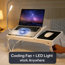 Foldable Laptop Table Bed Notebook Desk w/Cooling Fan Mouse Board LED light 4 x USB Ports Breakfast Snacking Tray with Storage Groove For Home Office by LJGDeals