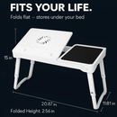 Foldable Laptop Table Bed Notebook Desk w/Cooling Fan Mouse Board LED light 4 x USB Ports Breakfast Snacking Tray with Storage Groove For Home Office by LJGDeals