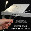 Foldable Laptop Table Bed Notebook Desk w/Cooling Fan Mouse Board LED light 4 x USB Ports Breakfast Snacking Tray with Storage Groove For Home Office by LJGDeals